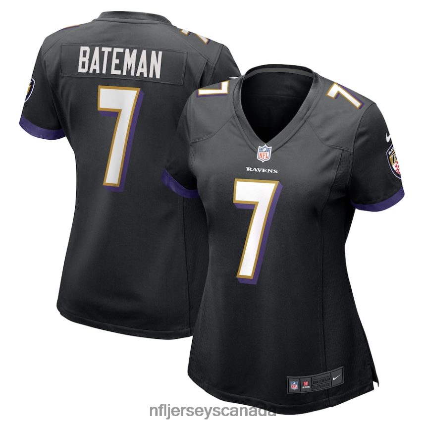 Women Baltimore Ravens Rashod Bateman Nike Black Game Player Jersey Clothing NFL TBXFR65522