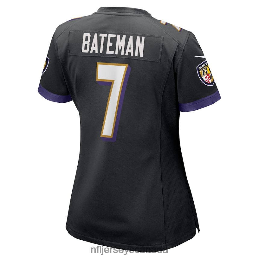 Women Baltimore Ravens Rashod Bateman Nike Black Game Player Jersey Clothing NFL TBXFR65522