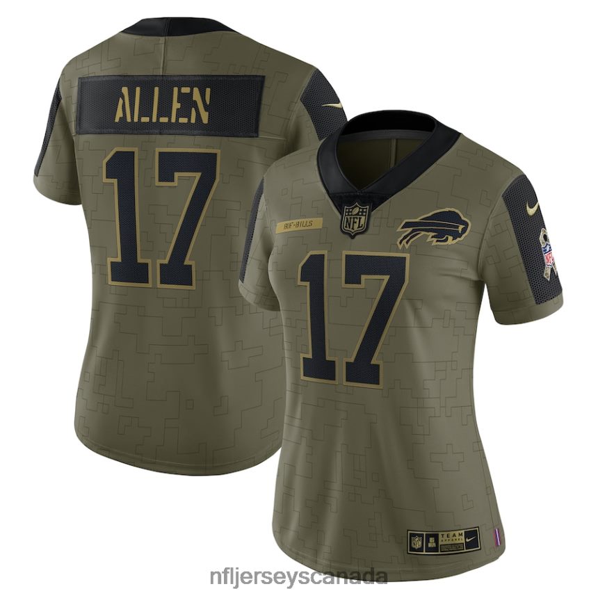 Women Buffalo Bills Josh Allen Nike Olive 2021 Salute To Service Limited Player Jersey Clothing NFL TBXFR62603