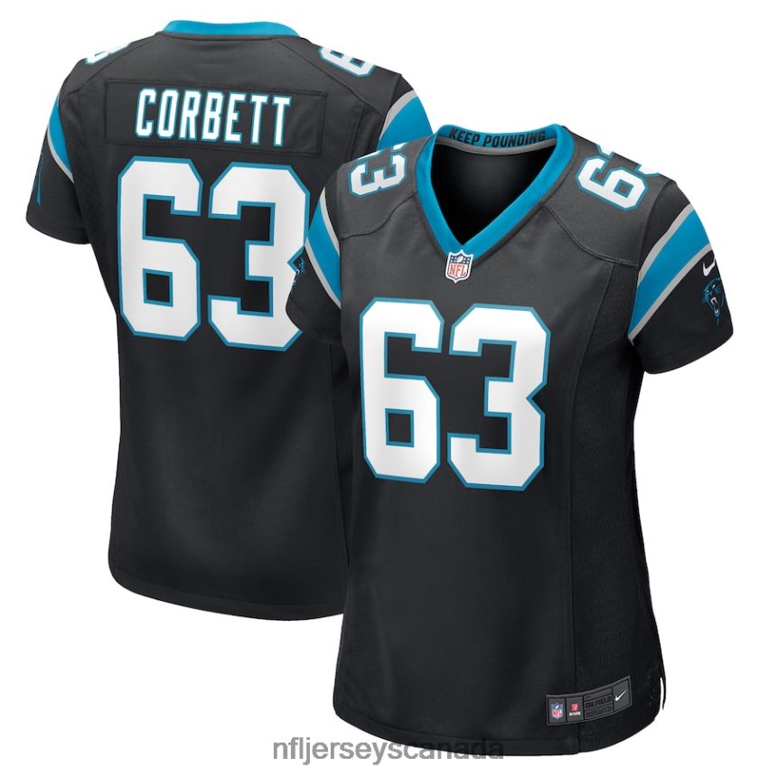 Women Carolina Panthers Austin Corbett Nike Black Game Jersey Clothing NFL TBXFR65598