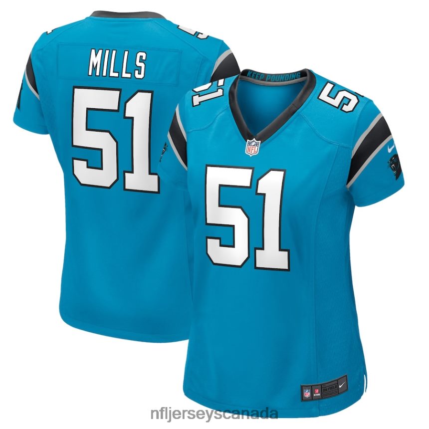 Women Carolina Panthers Sam Mills Nike Blue Retired Player Jersey Clothing NFL TBXFR62996