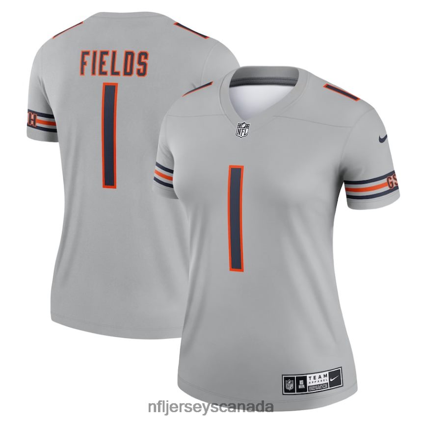 Women Chicago Bears Justin Fields Nike Gray Inverted Legend Jersey Clothing NFL TBXFR63474