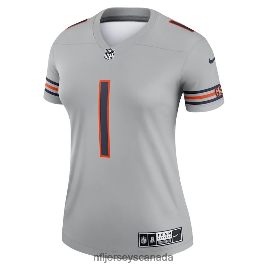 Women Chicago Bears Justin Fields Nike Gray Inverted Legend Jersey Clothing NFL TBXFR63474