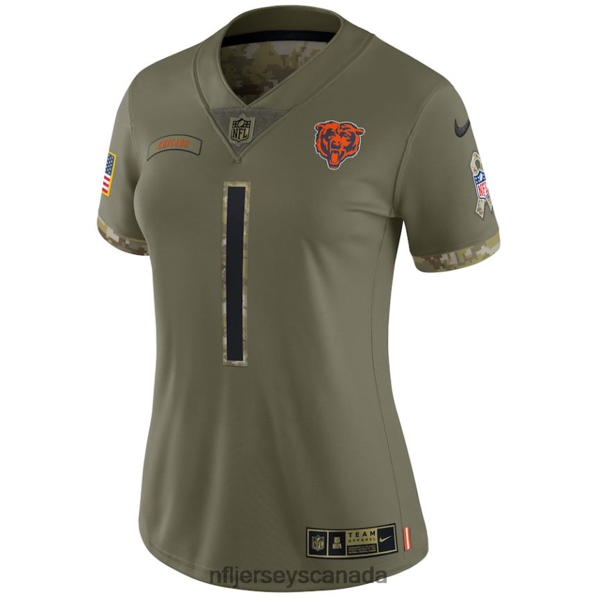 Women Chicago Bears Justin Fields Nike Olive 2022 Salute To Service Limited Jersey Clothing NFL TBXFR61732
