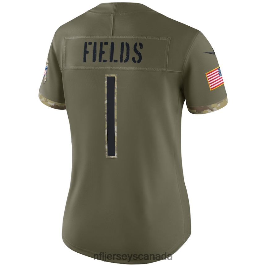 Women Chicago Bears Justin Fields Nike Olive 2022 Salute To Service Limited Jersey Clothing NFL TBXFR61732