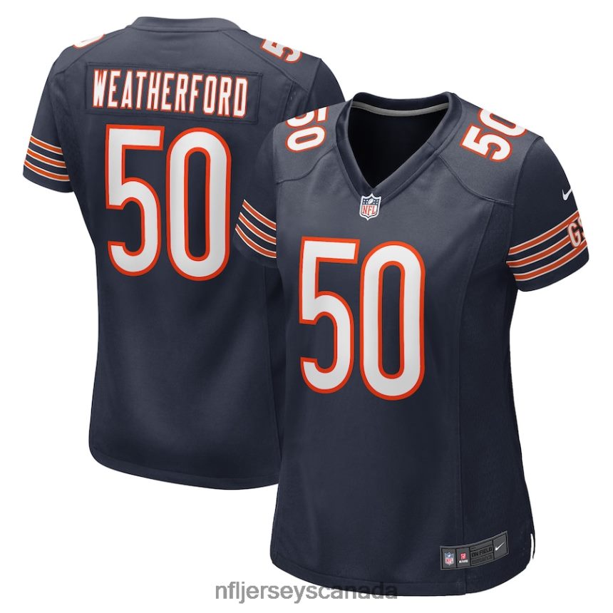 Women Chicago Bears Sterling Weatherford Nike Navy Game Player Jersey Clothing NFL TBXFR65733