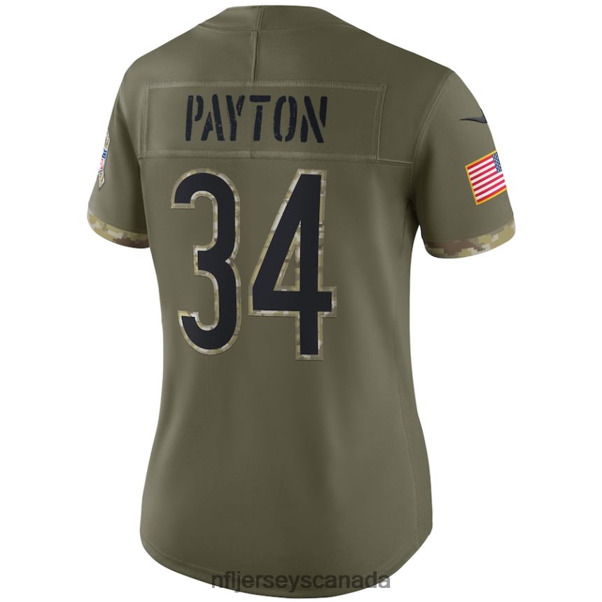Women Chicago Bears Walter Payton Nike Olive 2022 Salute To Service Retired Player Limited Jersey Clothing NFL TBXFR61153