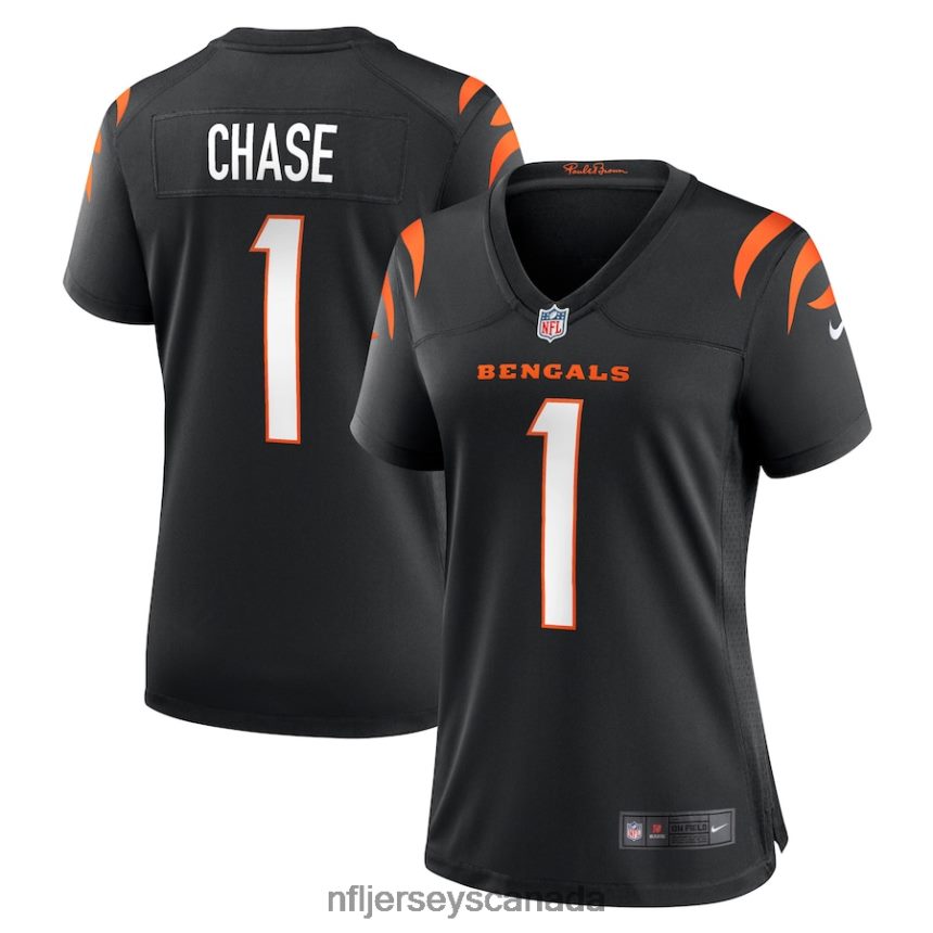 Women Cincinnati Bengals JaMarr Chase Nike Black Game Jersey Clothing NFL TBXFR6373