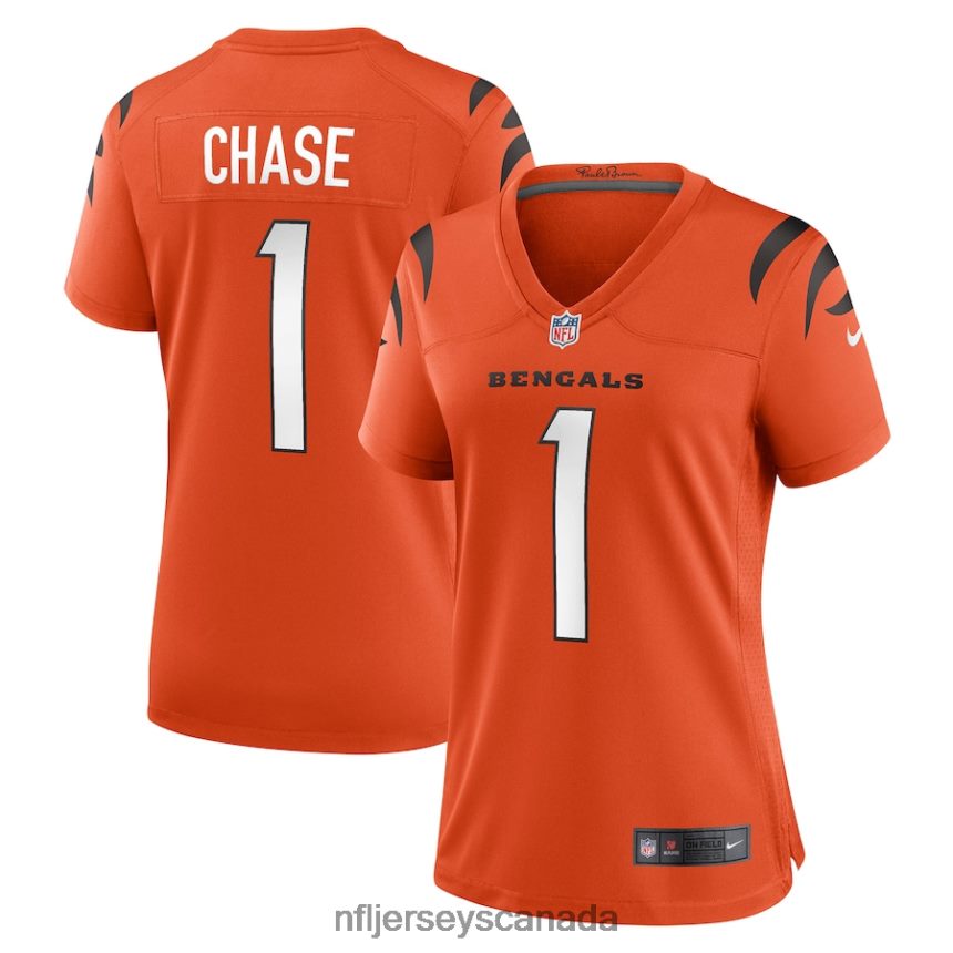 Women Cincinnati Bengals JaMarr Chase Nike Orange Game Jersey Clothing NFL TBXFR6838