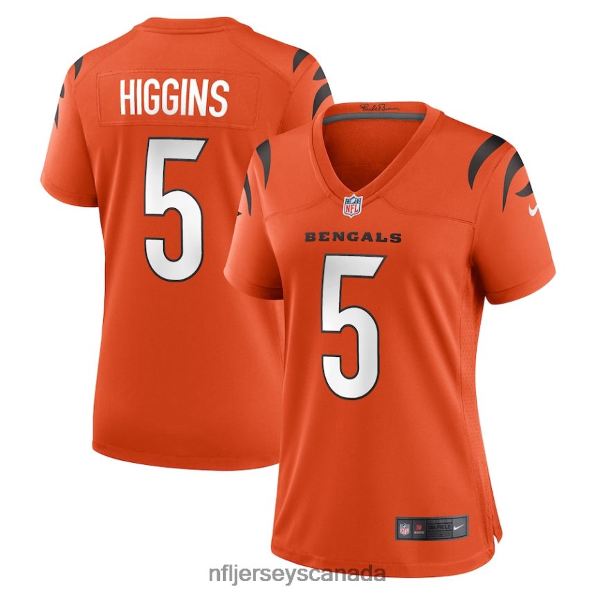 Women Cincinnati Bengals Tee Higgins Nike Orange Alternate Game Player Jersey Clothing NFL TBXFR6569