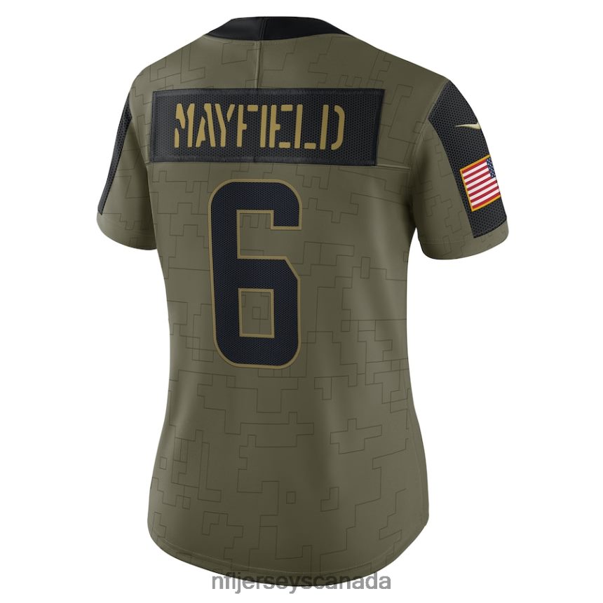 Women Cleveland Browns Baker Mayfield Nike Olive 2021 Salute To Service Limited Player Jersey Clothing NFL TBXFR63473