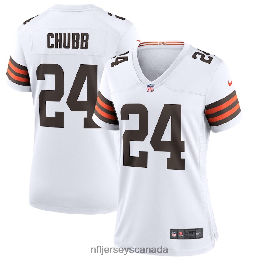 Women Cleveland Browns Nick Chubb Nike White Game Jersey Clothing NFL TBXFR61341