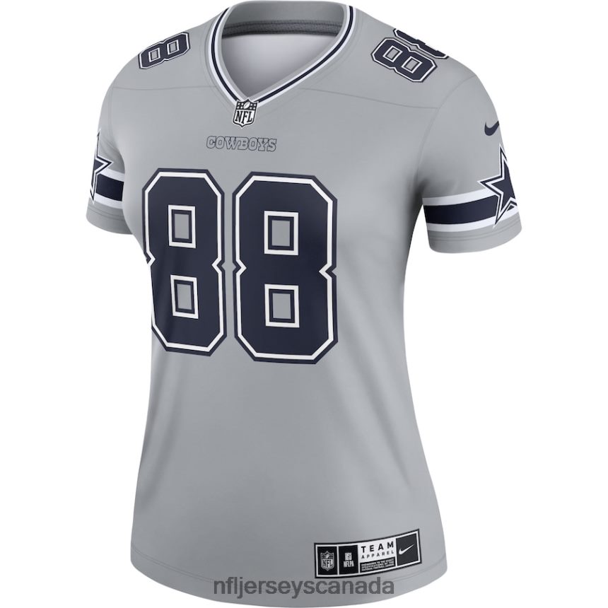 Women Dallas Cowboys CeeDee Lamb Nike Gray Inverted Legend Jersey Clothing NFL TBXFR62431