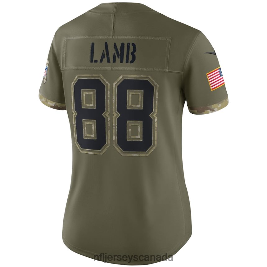 Women Dallas Cowboys CeeDee Lamb Nike Olive 2022 Salute To Service Limited Jersey Clothing NFL TBXFR62157