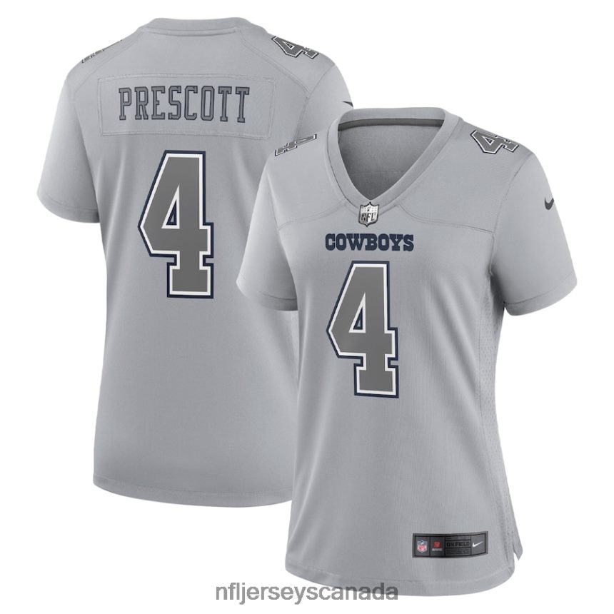 Women Dallas Cowboys Dak Prescott Nike Gray Atmosphere Fashion Game Jersey Clothing NFL TBXFR61224
