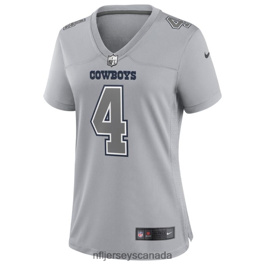 Women Dallas Cowboys Dak Prescott Nike Gray Atmosphere Fashion Game Jersey Clothing NFL TBXFR61224