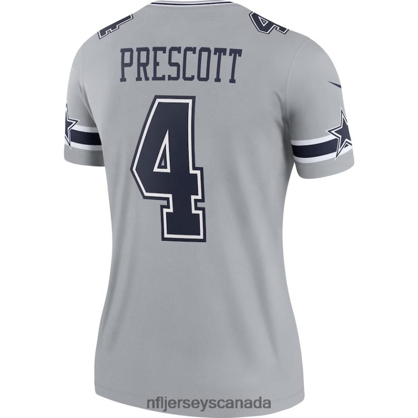 Women Dallas Cowboys Dak Prescott Nike Gray Inverted Legend Jersey Clothing NFL TBXFR61229