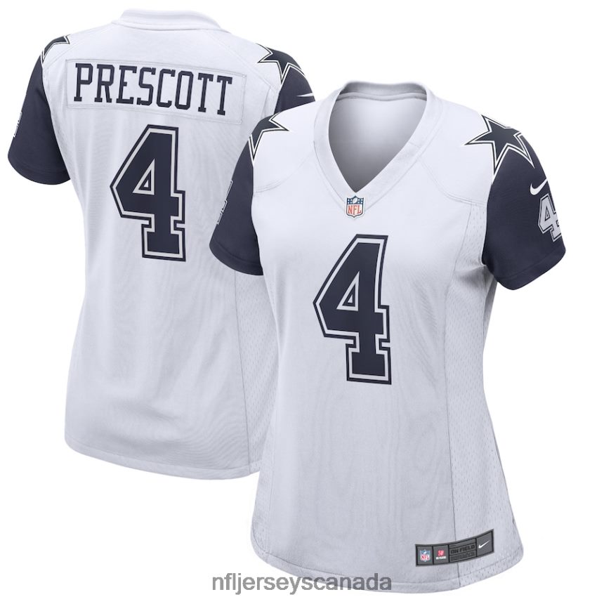 Women Dallas Cowboys Dak Prescott Nike White Alternate Game Jersey Clothing NFL TBXFR61193