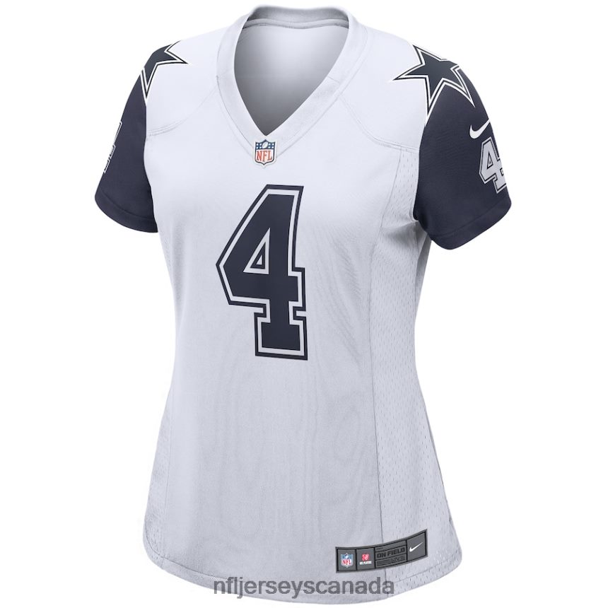 Women Dallas Cowboys Dak Prescott Nike White Alternate Game Jersey Clothing NFL TBXFR61193
