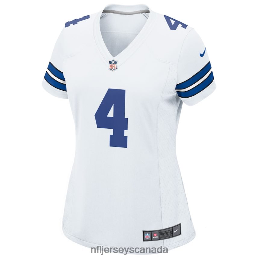Women Dallas Cowboys Dak Prescott Nike White Team Game Jersey Clothing NFL TBXFR61256