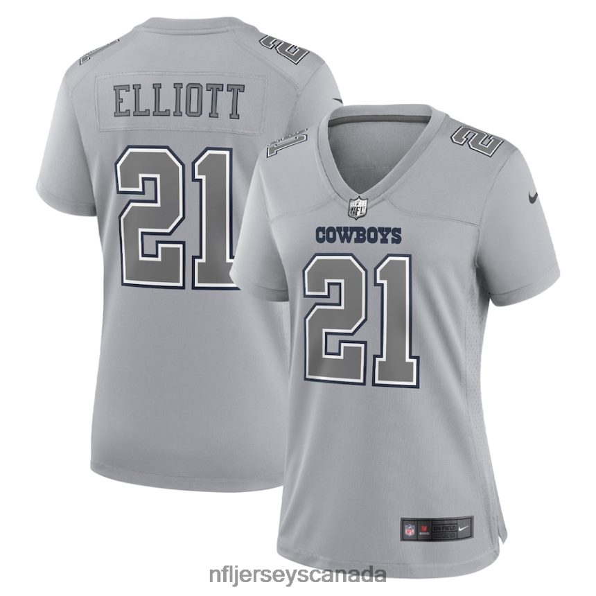 Women Dallas Cowboys Ezekiel Elliott Nike Gray Atmosphere Fashion Game Jersey Clothing NFL TBXFR63284