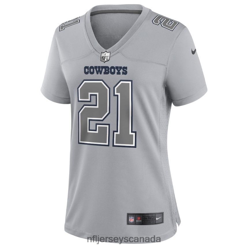 Women Dallas Cowboys Ezekiel Elliott Nike Gray Atmosphere Fashion Game Jersey Clothing NFL TBXFR63284
