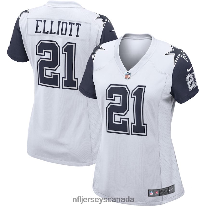 Women Dallas Cowboys Ezekiel Elliott Nike White Alternate Game Jersey Clothing NFL TBXFR62652