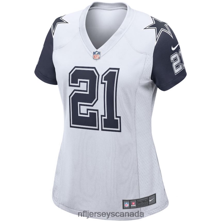 Women Dallas Cowboys Ezekiel Elliott Nike White Alternate Game Jersey Clothing NFL TBXFR62652