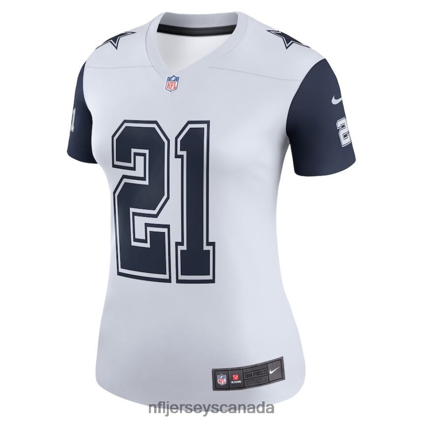 Women Dallas Cowboys Ezekiel Elliott Nike White Color Rush Legend Player Jersey Clothing NFL TBXFR61990