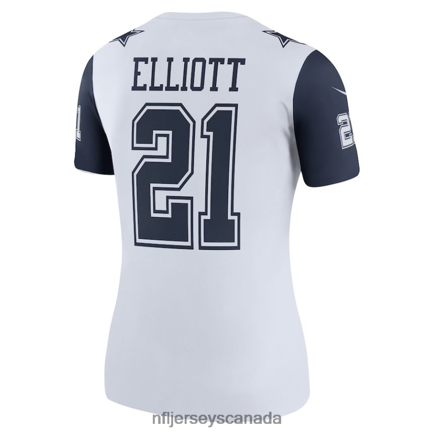 Women Dallas Cowboys Ezekiel Elliott Nike White Color Rush Legend Player Jersey Clothing NFL TBXFR61990