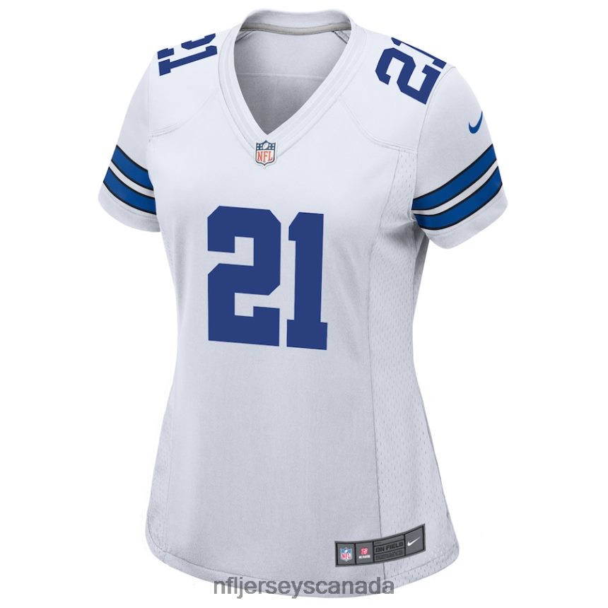 Women Dallas Cowboys Ezekiel Elliott Nike White Team Game Jersey Clothing NFL TBXFR61930