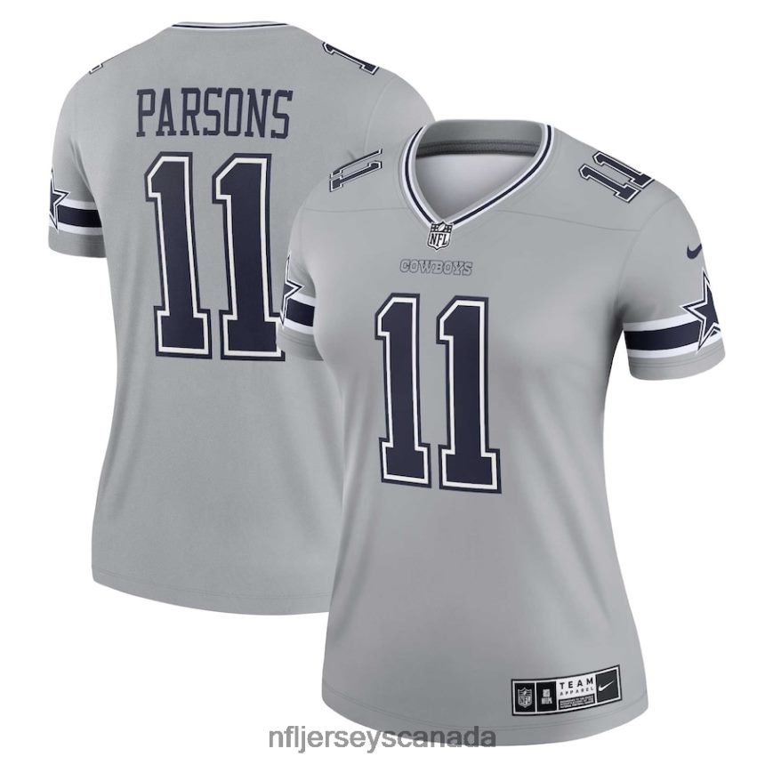 Women Dallas Cowboys Micah Parsons Nike Silver Inverted Legend Jersey Clothing NFL TBXFR62074