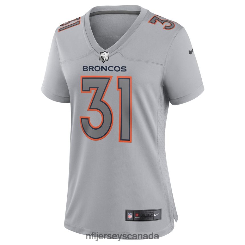 Women Denver Broncos Justin Simmons Nike Gray Atmosphere Fashion Game Jersey Clothing NFL TBXFR61470