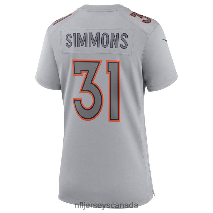 Women Denver Broncos Justin Simmons Nike Gray Atmosphere Fashion Game Jersey Clothing NFL TBXFR61470