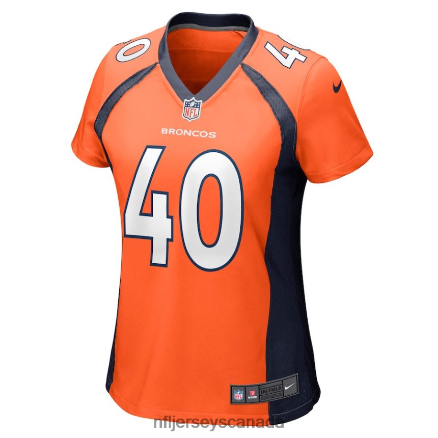 Women Denver Broncos Justin Strnad Nike Orange Game Jersey Clothing NFL TBXFR66119
