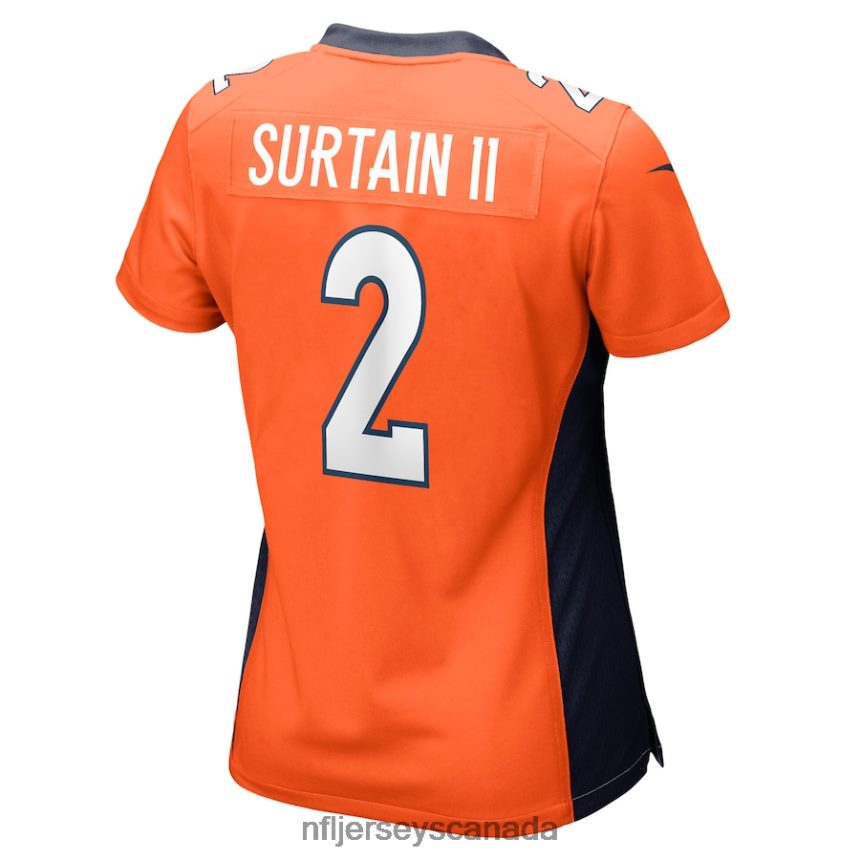 Women Denver Broncos Patrick Surtain II Nike Orange Nike Game Jersey Clothing NFL TBXFR62436