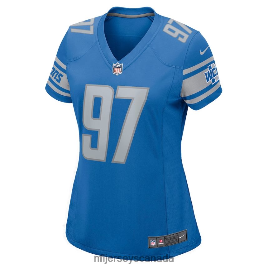 Women Detroit Lions Aidan Hutchinson Nike Blue Game Jersey Clothing NFL TBXFR6473