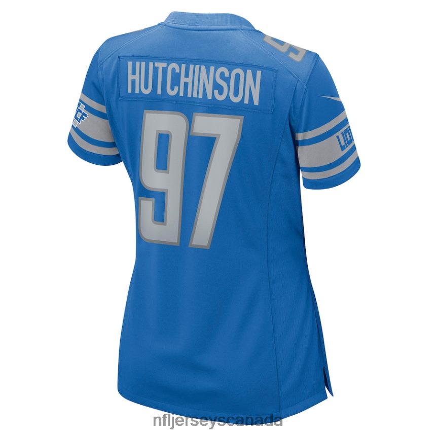 Women Detroit Lions Aidan Hutchinson Nike Blue Game Jersey Clothing NFL TBXFR6473