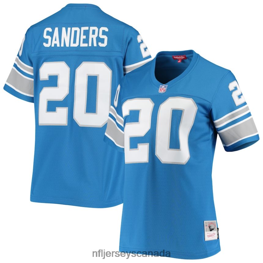 Women Detroit Lions Barry Sanders Mitchell  Ness Blue 1996 Legacy Replica Jersey Clothing NFL TBXFR62679
