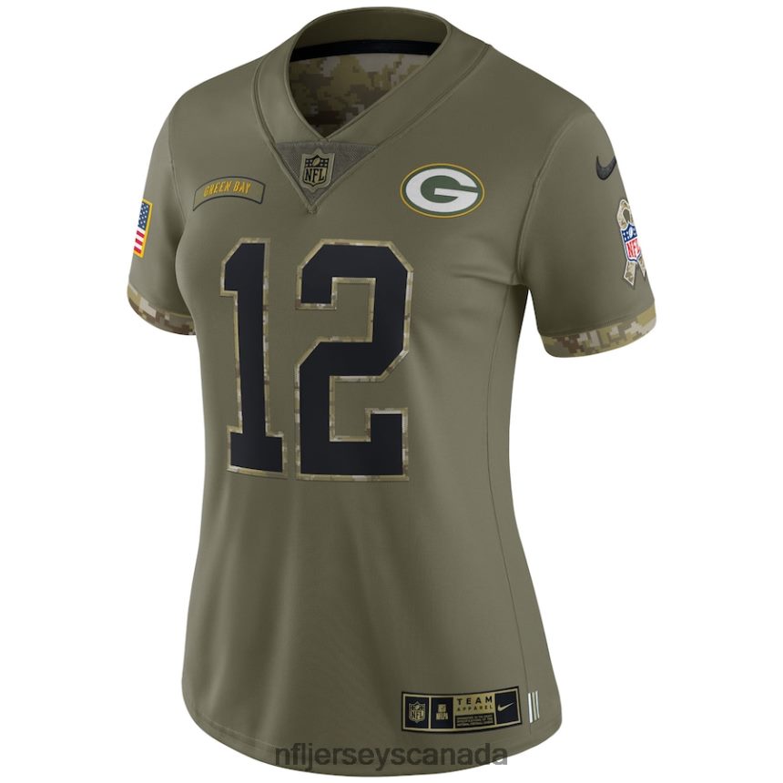 Women Green Bay Packers Aaron Rodgers Nike Olive 2022 Salute To Service Limited Jersey Clothing NFL TBXFR63312