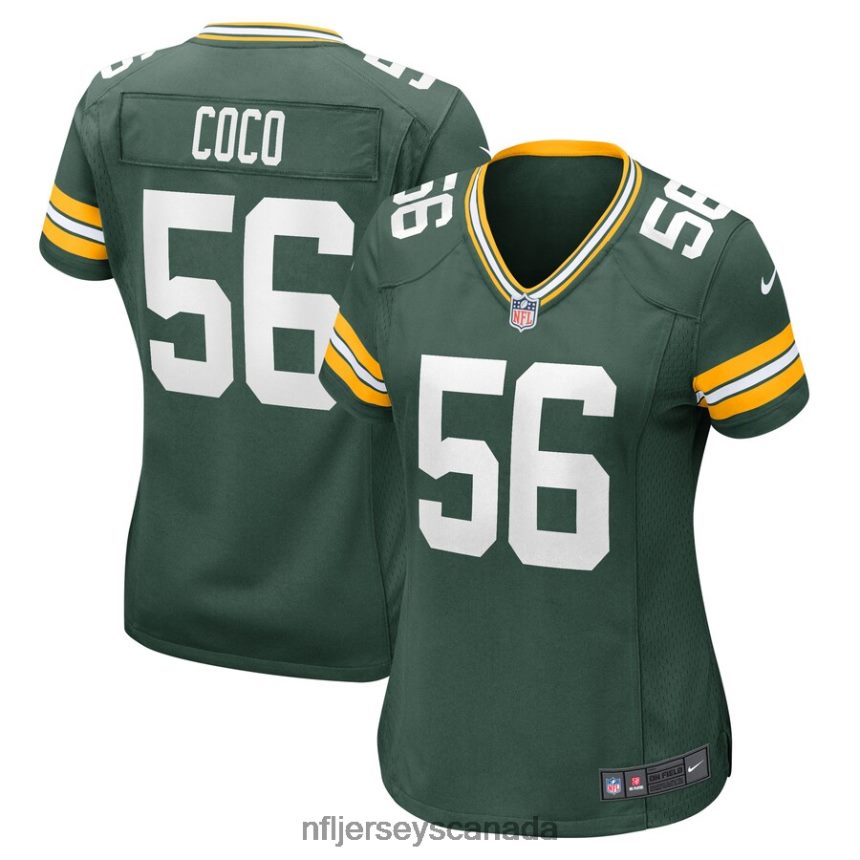 Women Green Bay Packers Jack Coco Nike Green Game Player Jersey Clothing NFL TBXFR65110