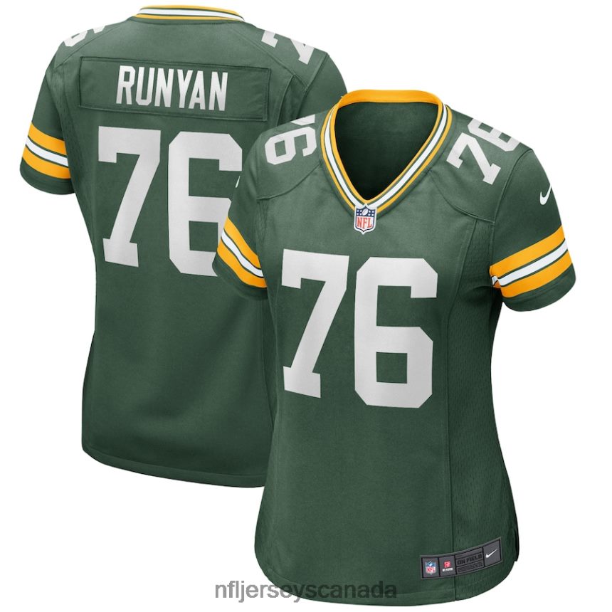Women Green Bay Packers Jon Runyan Nike Green Game Jersey Clothing NFL TBXFR65313