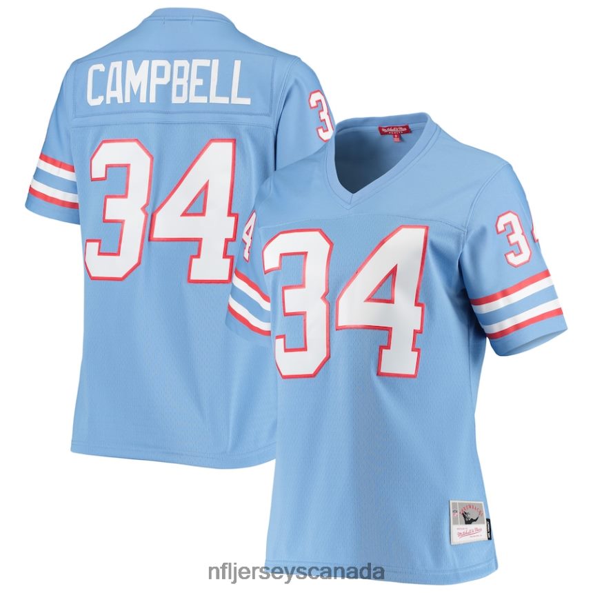 Women Houston Oilers Earl Campbell Mitchell  Ness Light Blue 1980 Legacy Replica Jersey Clothing NFL TBXFR62875