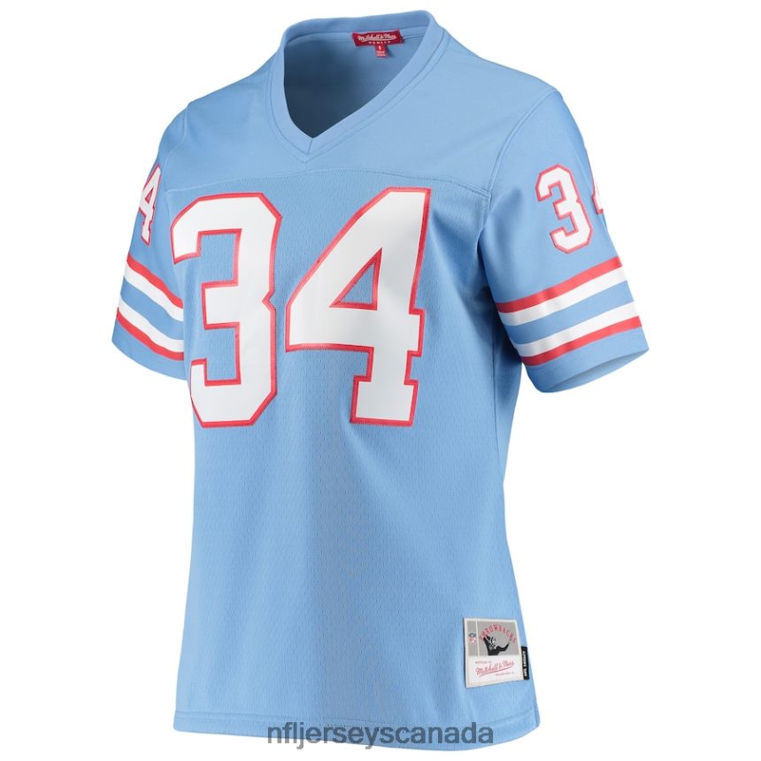 Women Houston Oilers Earl Campbell Mitchell  Ness Light Blue 1980 Legacy Replica Jersey Clothing NFL TBXFR62875