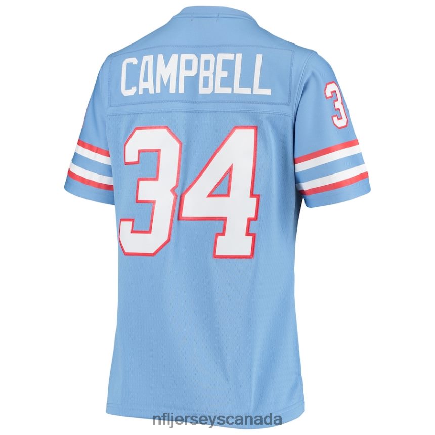 Women Houston Oilers Earl Campbell Mitchell  Ness Light Blue 1980 Legacy Replica Jersey Clothing NFL TBXFR62875