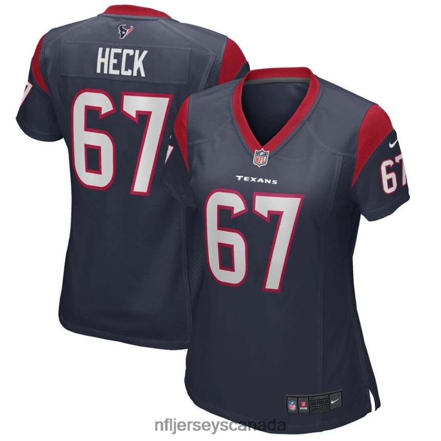 Women Houston Texans Charlie Heck Nike Navy Game Jersey Clothing NFL TBXFR66109