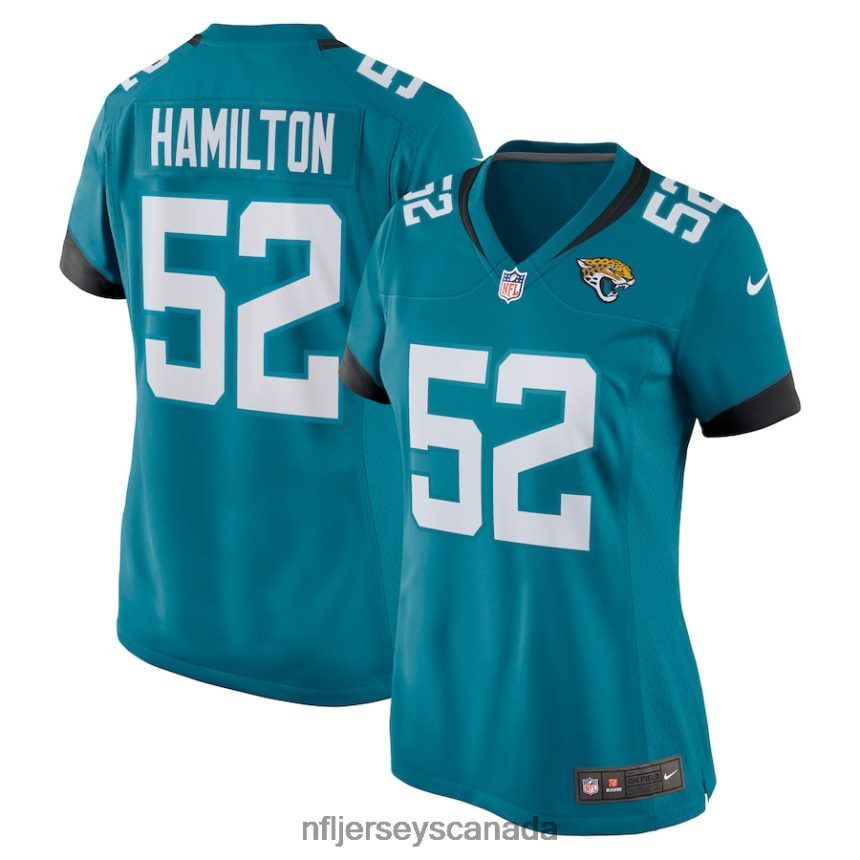 Women Jacksonville Jaguars DaVon Hamilton Nike Teal Nike Game Jersey Clothing NFL TBXFR66948