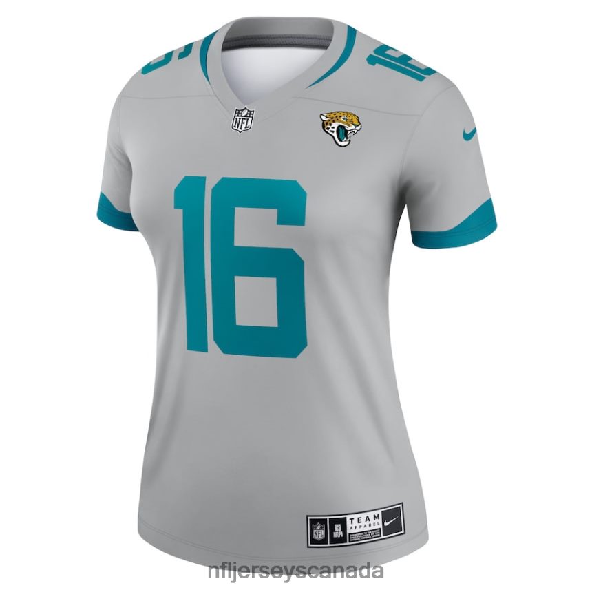 Women Jacksonville Jaguars Trevor Lawrence Nike Silver Inverted Legend Jersey Clothing NFL TBXFR61157