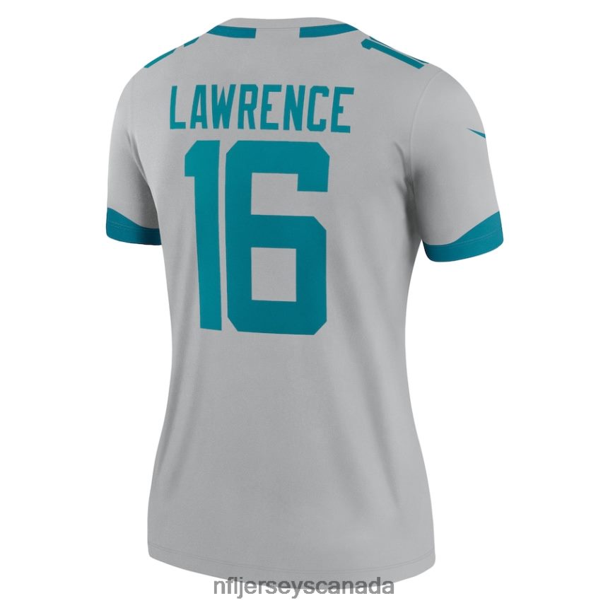 Women Jacksonville Jaguars Trevor Lawrence Nike Silver Inverted Legend Jersey Clothing NFL TBXFR61157