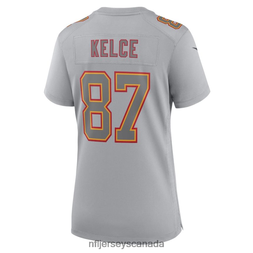 Women Kansas City Chiefs Travis Kelce Nike Gray Super Bowl LVII Patch Atmosphere Fashion Game Jersey Clothing NFL TBXFR6303